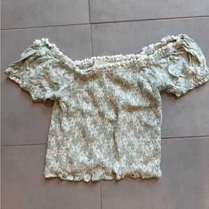 Magnolia Floral Off-Shoulder Green Top